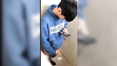 Asian Boy Cumming in Public Toilet - Chinese Ejaculation Exposed!