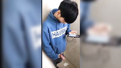 Asian Boy Cumming in Public Toilet - Chinese Ejaculation Exposed!