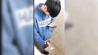 Asian Boy Cumming in Public Toilet - Chinese Ejaculation Exposed!