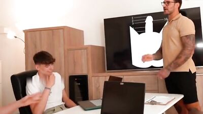 Raw Twink Teacher & Student - Bareback Action Cum Shots
