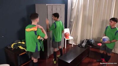Latin Threesome Fuck Show: Locker Room Sex Adventure