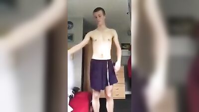 Teen Boys Porn Strips, Reveals Nice Bod & Cock