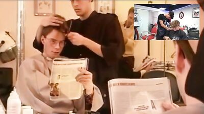 Gangbang in Barber Shop: Asian Blond Boys Fetish Fun Handjobs