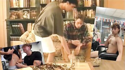 Gangbang in Barber Shop: Asian Blond Boys Fetish Fun Handjobs