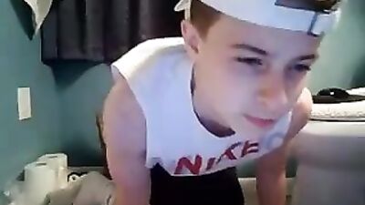 Muscle Flexing Futon Boys Web-Cam Solo