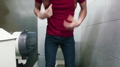 Twink Raw F*ck in Public Toilet - Bareback Cum Shots