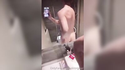 Hector Konak - Bathroom Solo Cum Wank: A Gay Porn Action with Big Cocks and Cum Shots in the Handjob Scene!