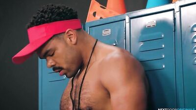 Loud locker room threesome: The ultimate black cocks showdown!