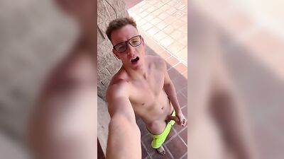 22YO Connor Jerks By the Pool - The Ultimate Gay Outdoor Solo Web-Cam Twink Experience