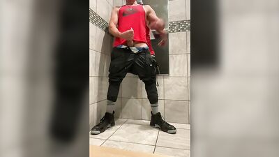 JockDad87s Locker Room Cumshot: Big Shoes and Muscles