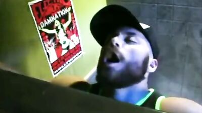 Jock Gives Glory Hole BJ To Noisy Customer: Big Cocks Cum Shots Oral Porn!