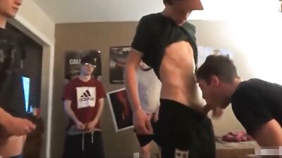 Gangbang with American Straight Frat Boys and Cute Twink - Private Recording - Hot Cumshots!