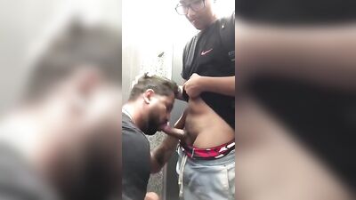 Gay Porn Video: Hot Boy in Bathroom! Cum Shots and Public Outdoor Oral