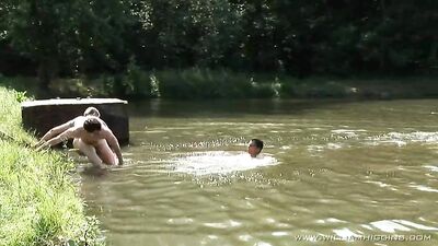 Outdoor Soccer Twink Gangbang - Bareback Cum Shots and Public Oral!