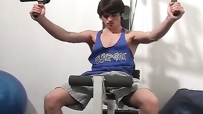 Gym Flex Twink: Solo Gay Porn Strength