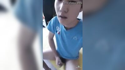 Asian Teen in Blue Clothes - Selfie Handjob Exposure!