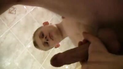 Boy's bathroom wank by dad