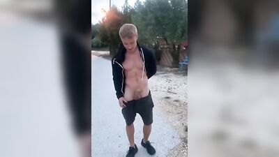 Cumming on the Streets with Cute Blonde Hand!