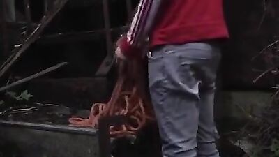 Outdoor Frat Fun: Muscle Boys Breed Cute Skinny Slut