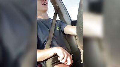 Handsome Drivers Public Web-Cam Cumshot in Oregon!