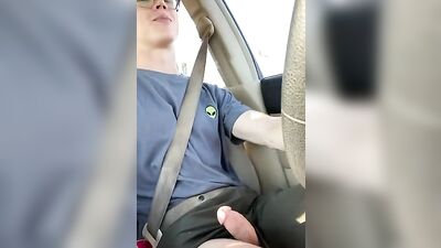 Handsome Drivers Public Web-Cam Cumshot in Oregon!