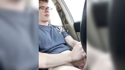 Handsome Drivers Public Web-Cam Cumshot in Oregon!