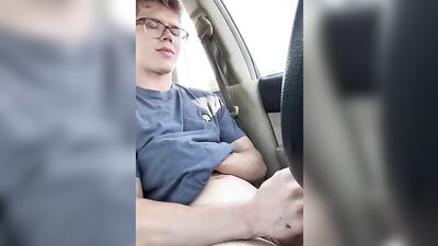 Handsome Drivers Public Web-Cam Cumshot in Oregon!