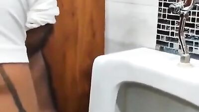 Gay Porn: Cumming Latino Handjobs in Public Urinals 2