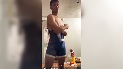 Young Blonde Wrestler Instant Hard-On Strip Show