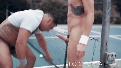 Tennis Courting: Public Oral Fun with Big Cocks
