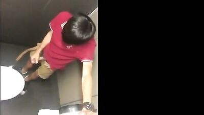 Gay Asian Twink Cum in Public Restroom: Amateur Tube Exposure