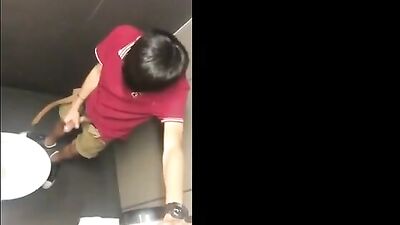Gay Asian Twink Cum in Public Restroom: Amateur Tube Exposure