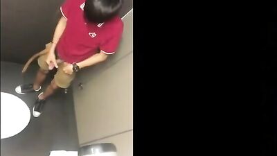 Gay Asian Twink Cum in Public Restroom: Amateur Tube Exposure