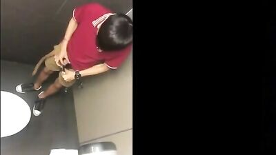 Gay Asian Twink Cum in Public Restroom: Amateur Tube Exposure