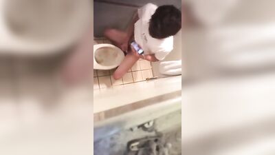 Japanese Toilet Spycam Cumshots - Public Fetish Amateur Solo!