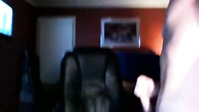 Web-Cam Muscle Boy Strips and Cums on Chair - Red Shirt Amateur!