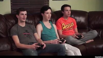 Young Gay Boys Sucking and Fucking after Hours of Video Games!