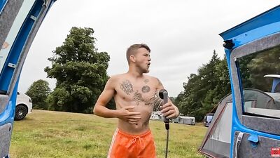 Cold Camping Shower - The Amateur Muscle Boys Web-Cam Experience!