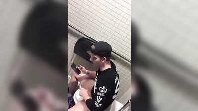 Gay Public Toilet Porn: Watching Wanker Caught on Spy Cam