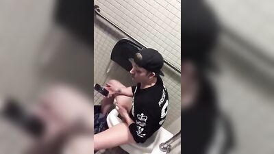 Gay Public Toilet Porn: Watching Wanker Caught on Spy Cam