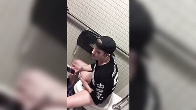 Gay Public Toilet Porn: Watching Wanker Caught on Spy Cam