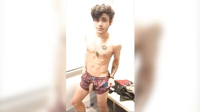 HIS BEST FRIEND RECORDING HIM IN A FASHION STORE: HOT MILK BIG CUMSHOT TWINK TEEN TOYS!