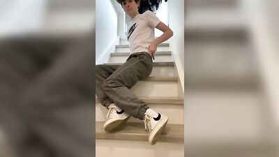 Gay Porn on the Stairs: Ass Showdown