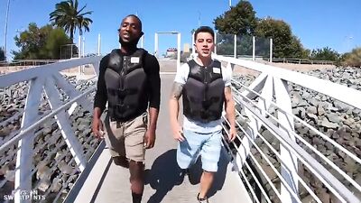 Jet Ski Twinks Bareback: White in Black Cocks and Cum Shots!