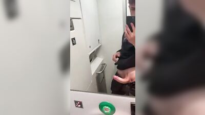 Horny Travel Blonde Goes to Bathroom for Gay Porn Fun