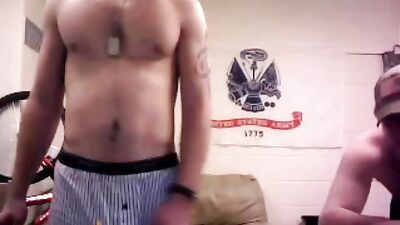 Two Army Dudes Jerkin It in the Barracks - A Gay Porn Video with Military Friends