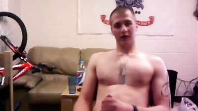 Two Army Dudes Jerkin It in the Barracks - A Gay Porn Video with Military Friends