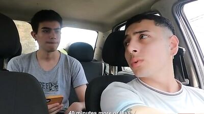 Bareback Flip-Flop Fun - Cum in Mouth Oral Blowjobs with Brazilian Boys in an Uber!