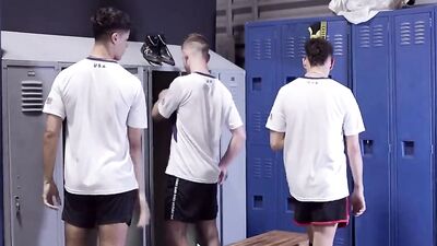 Bareback Group Fun in the Locker Room