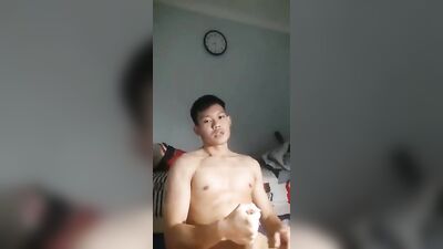 Asian Muscle God Cums Again - Solo Cam Show!